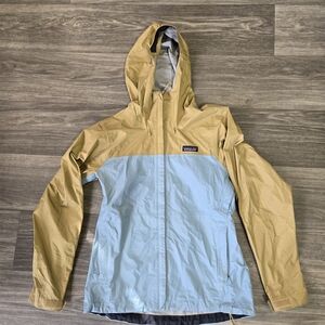 Patagonia Torrentshell Jacket Tan And Blue Women’s Size S